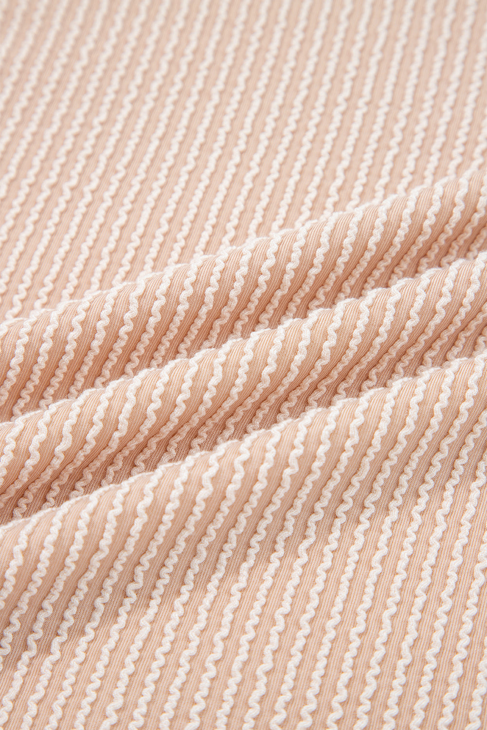 Parchment Twist Ribbed Exposed Seam Detail Long Sleeve Loose Top