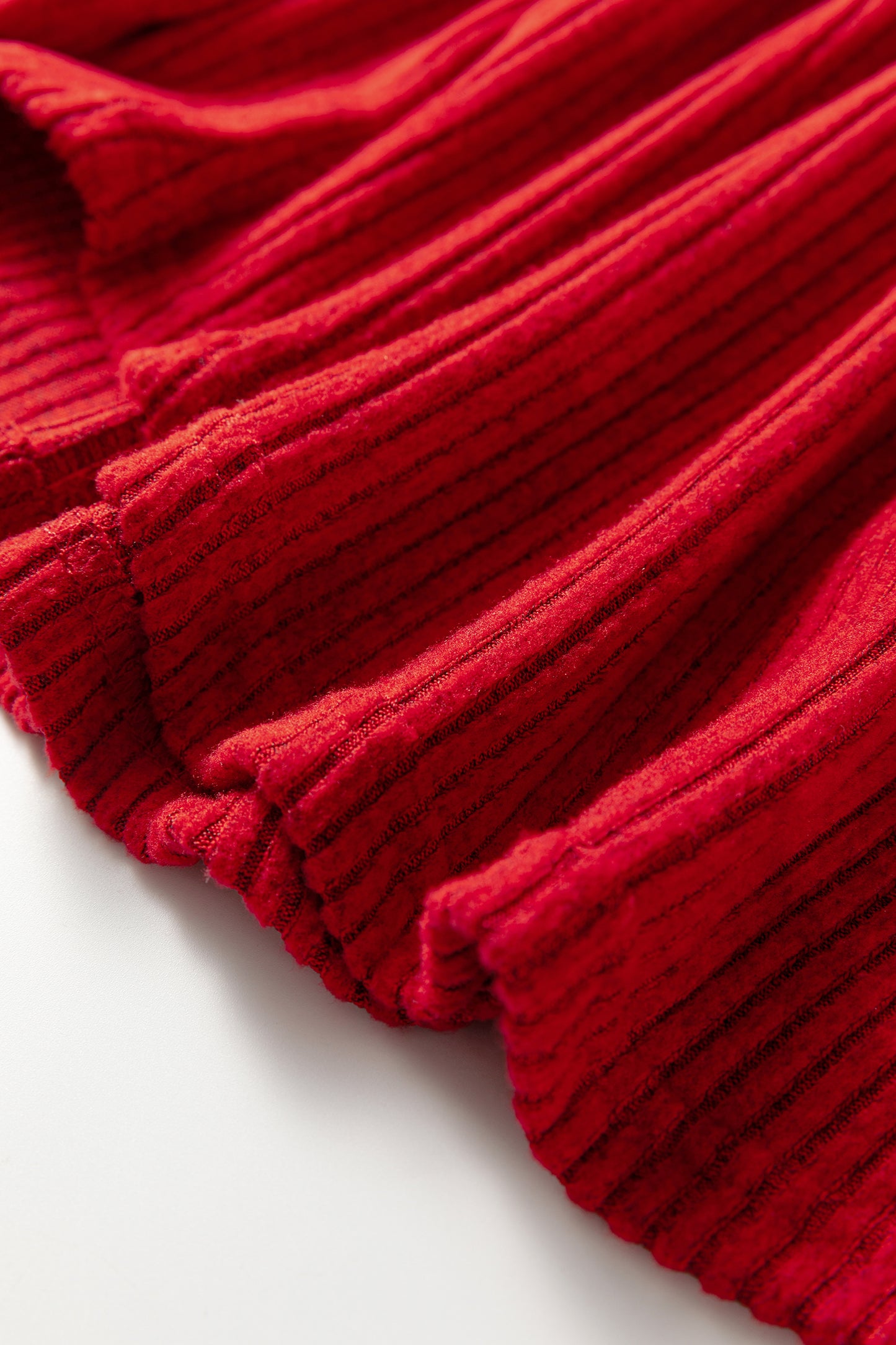 Racing Red Ribbed Notched Neck Knit Long Sleeve Leggings Two Pieces Lounge Set