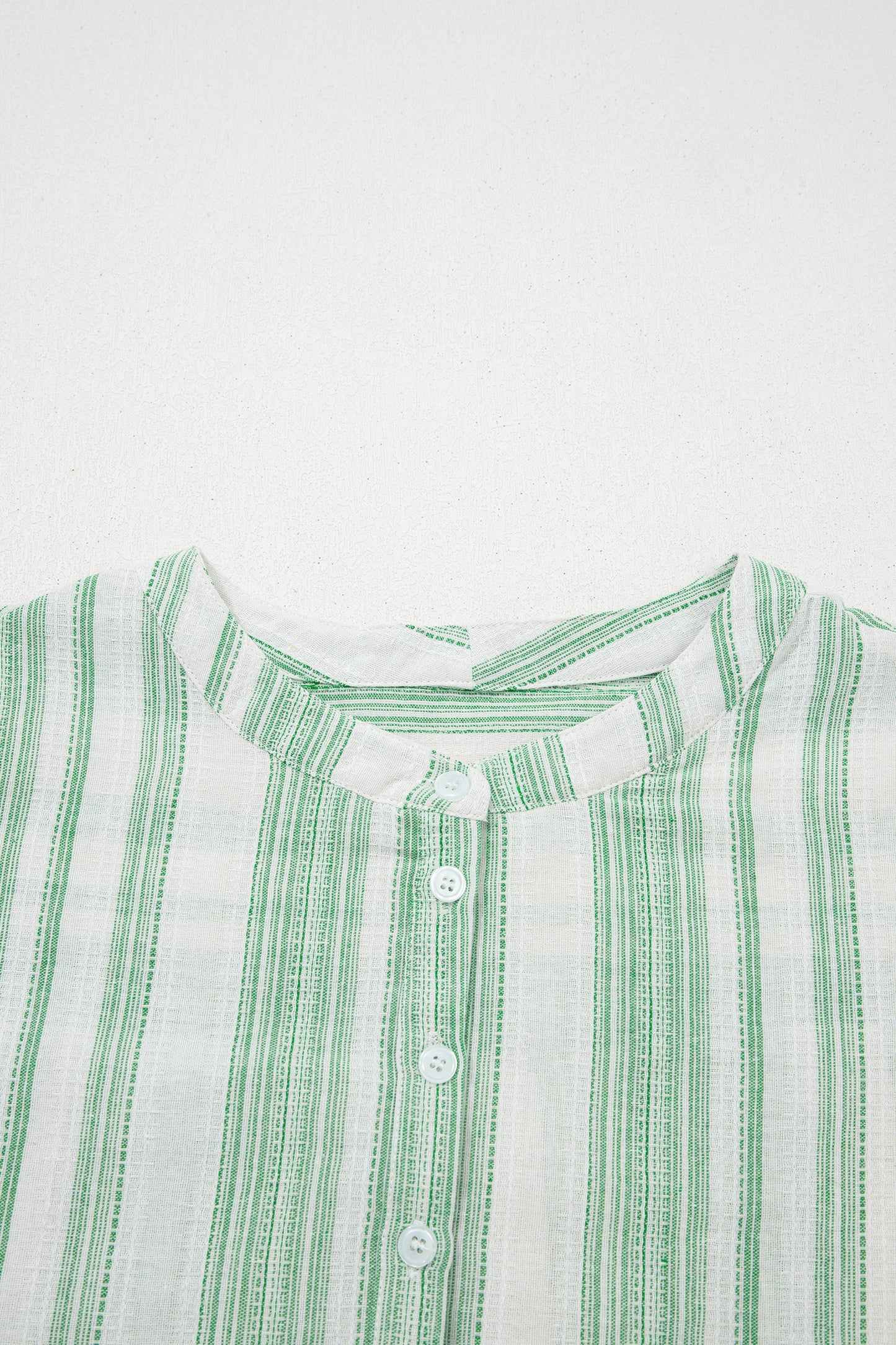 Green Breathable Gauze Half Button Short Sleeve Casual Blouse