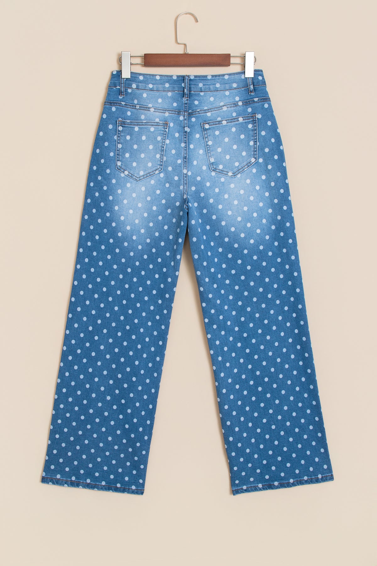 Sky Blue Polka Dot High Waist Shift Jeans