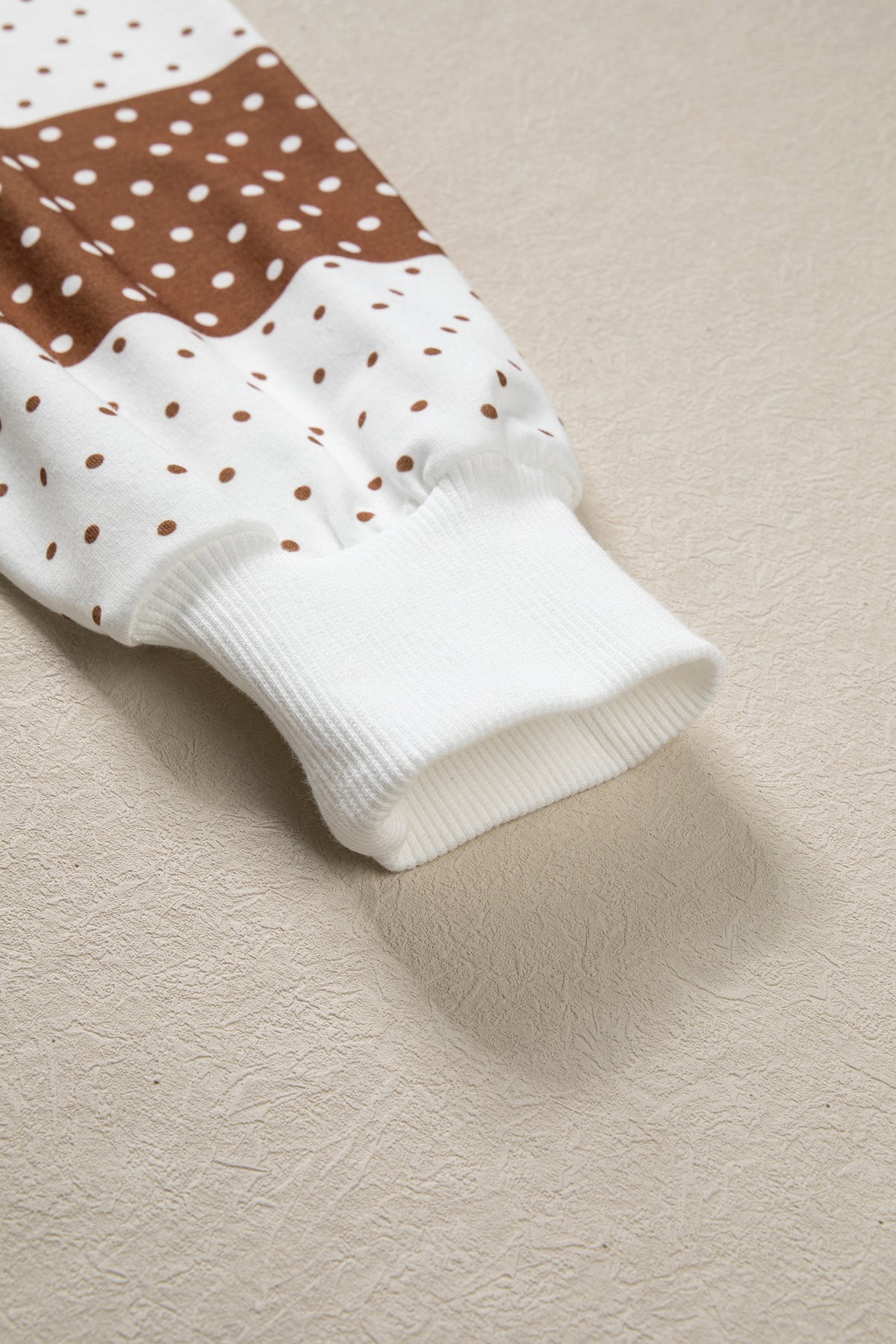 Blue Polka Dot Patchwork Colorblock Long Sleeve Top