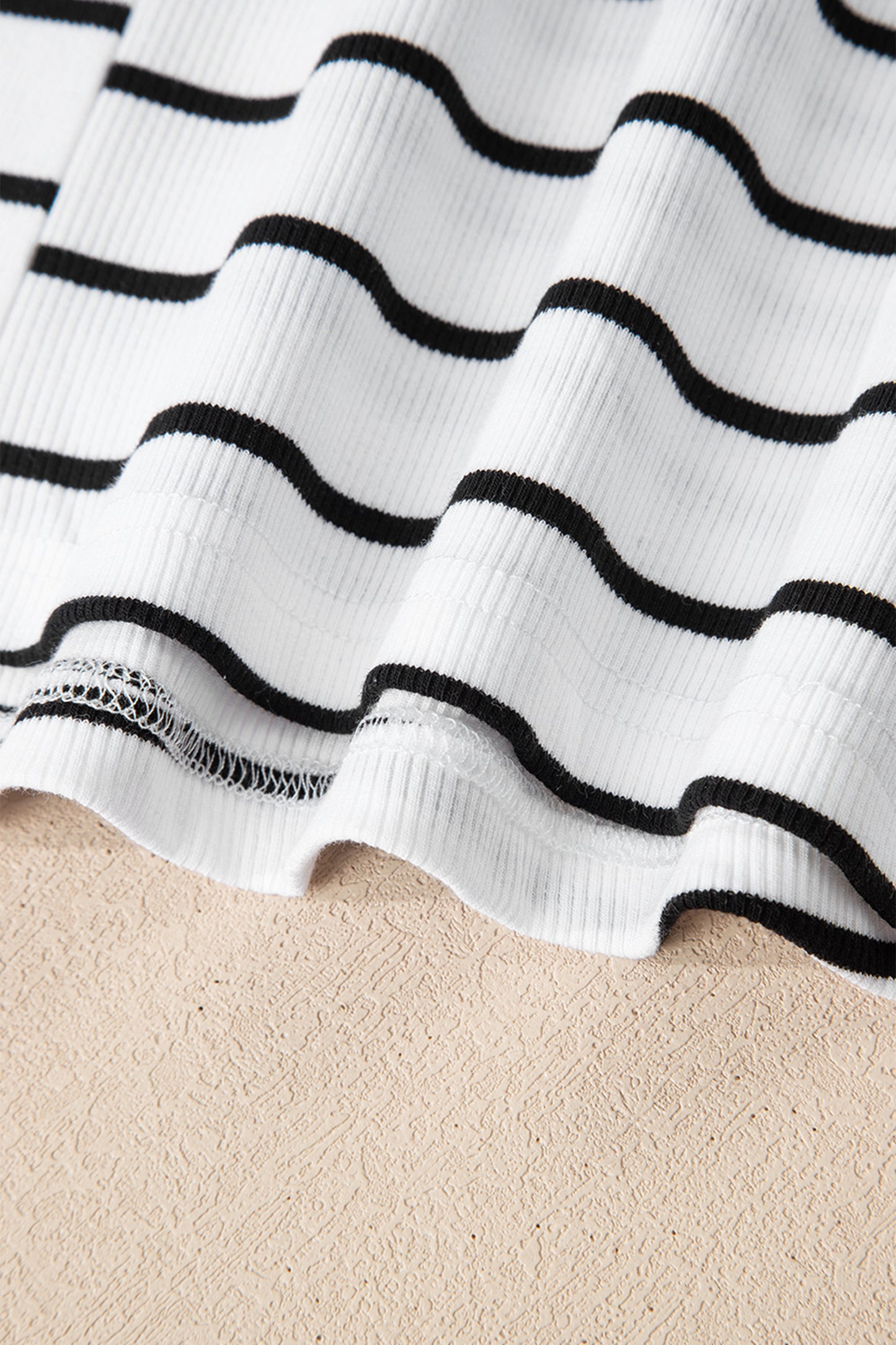 White Stripe Stand Collar V Neck Elastic Cuffs Half Sleeve Dolman Top