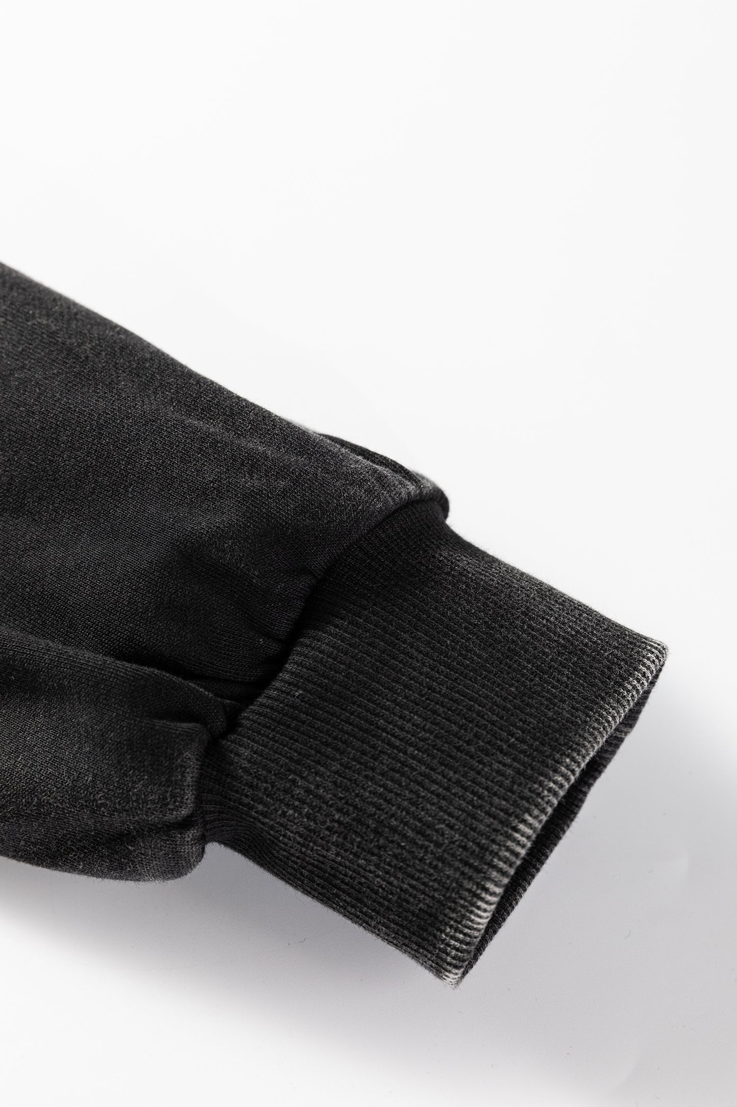 Black Half Zip Kangaroo Pocket Mineral Wash Baggy Hoodie