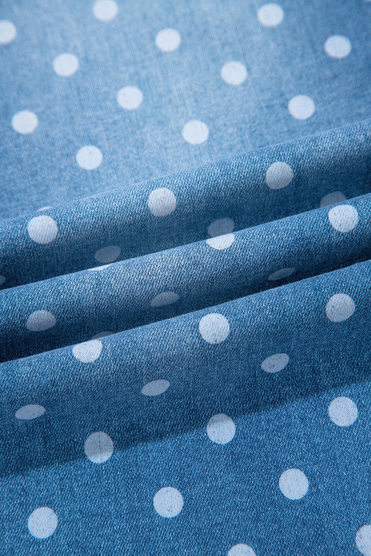 Sky Blue Polka Dot High Waist Shift Jeans