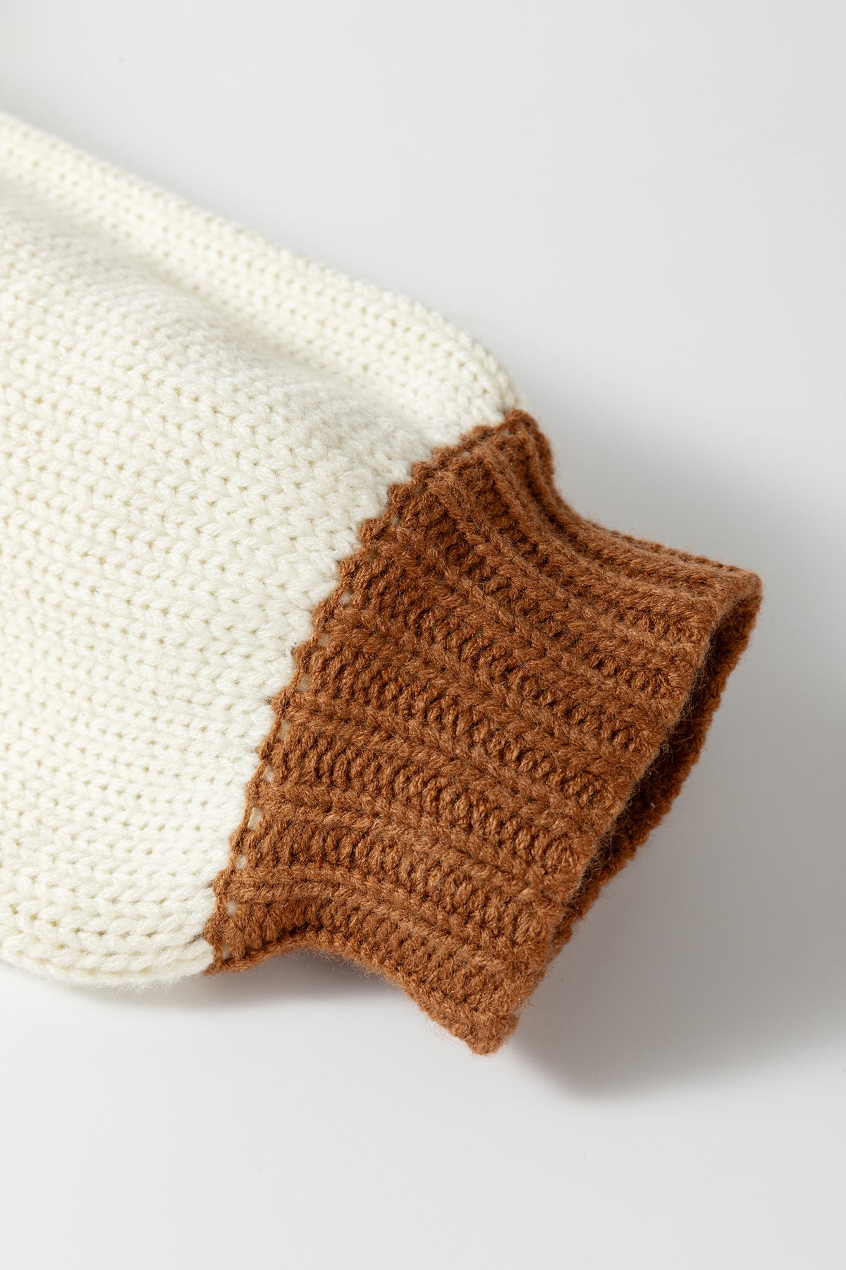 Chestnut Contrast Trim V-Neck Tie Front Loose Sweater Cardigan