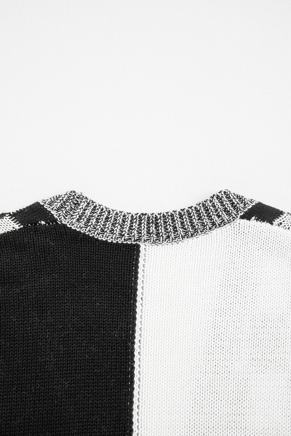 Black Checkered Open Front Drop Shoulder Cardigan