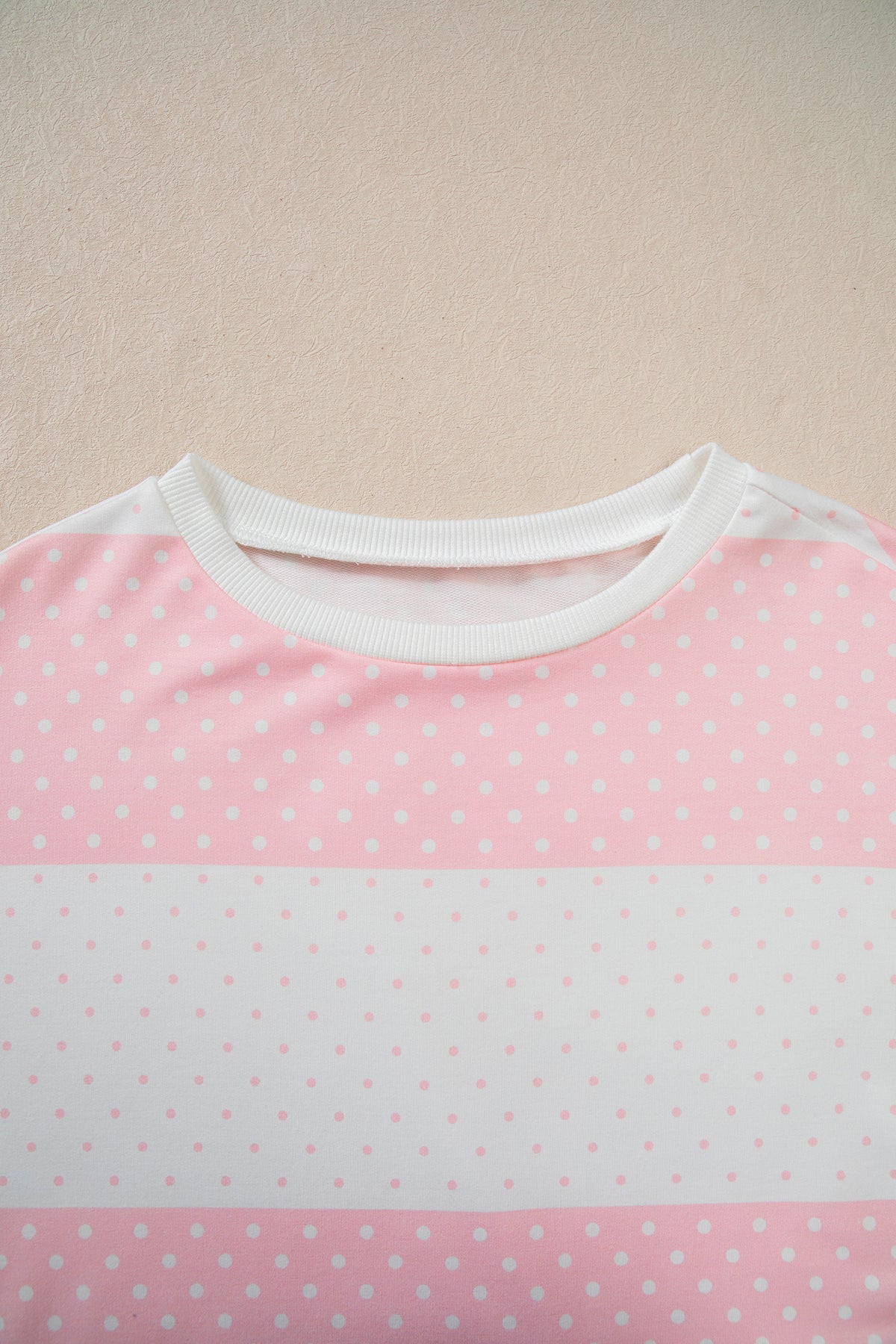 Blue Polka Dot Patchwork Colorblock Long Sleeve Top