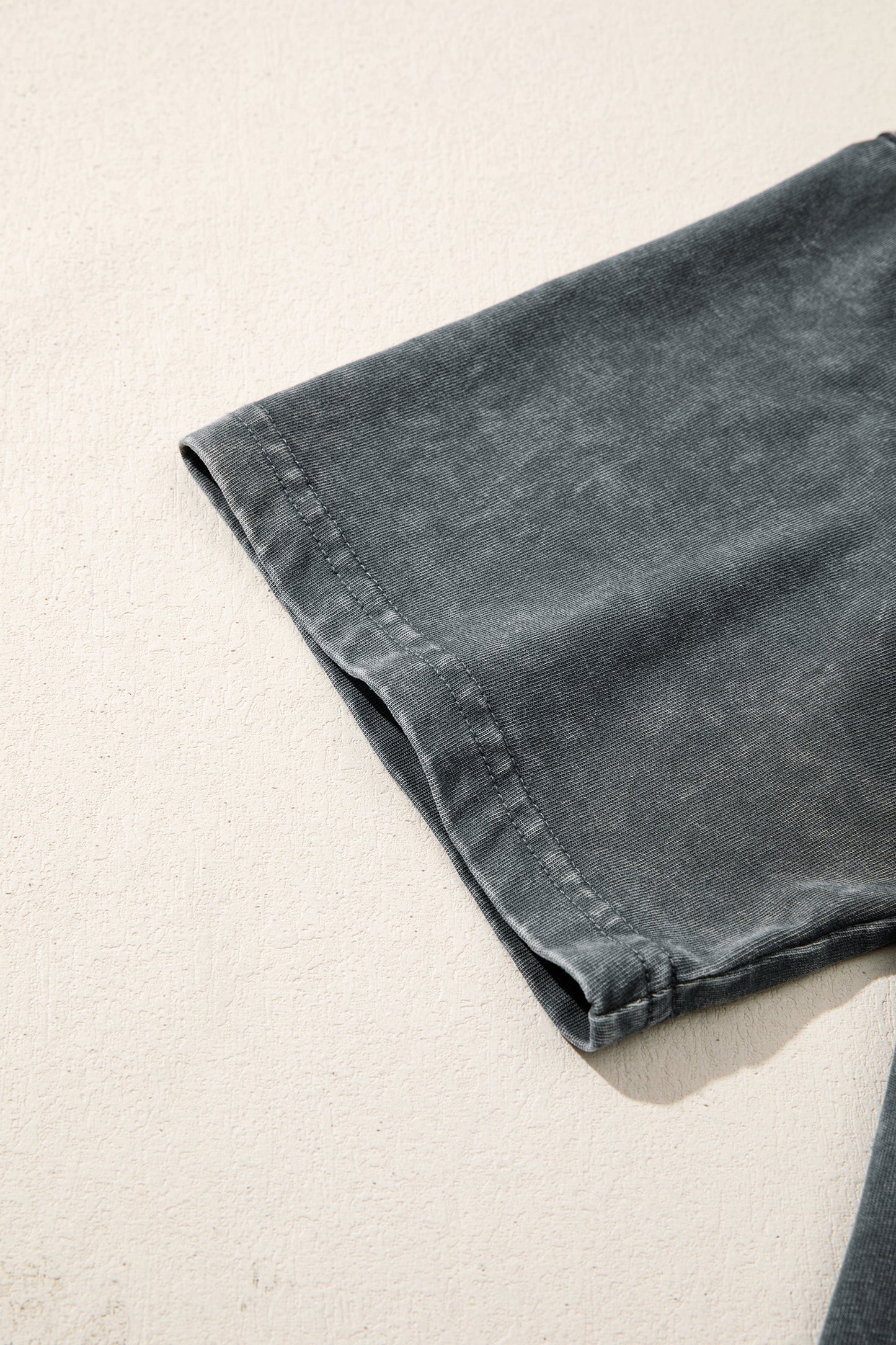 Dark Grey Solid Color Cotton Mineral Washed Oversize Tee