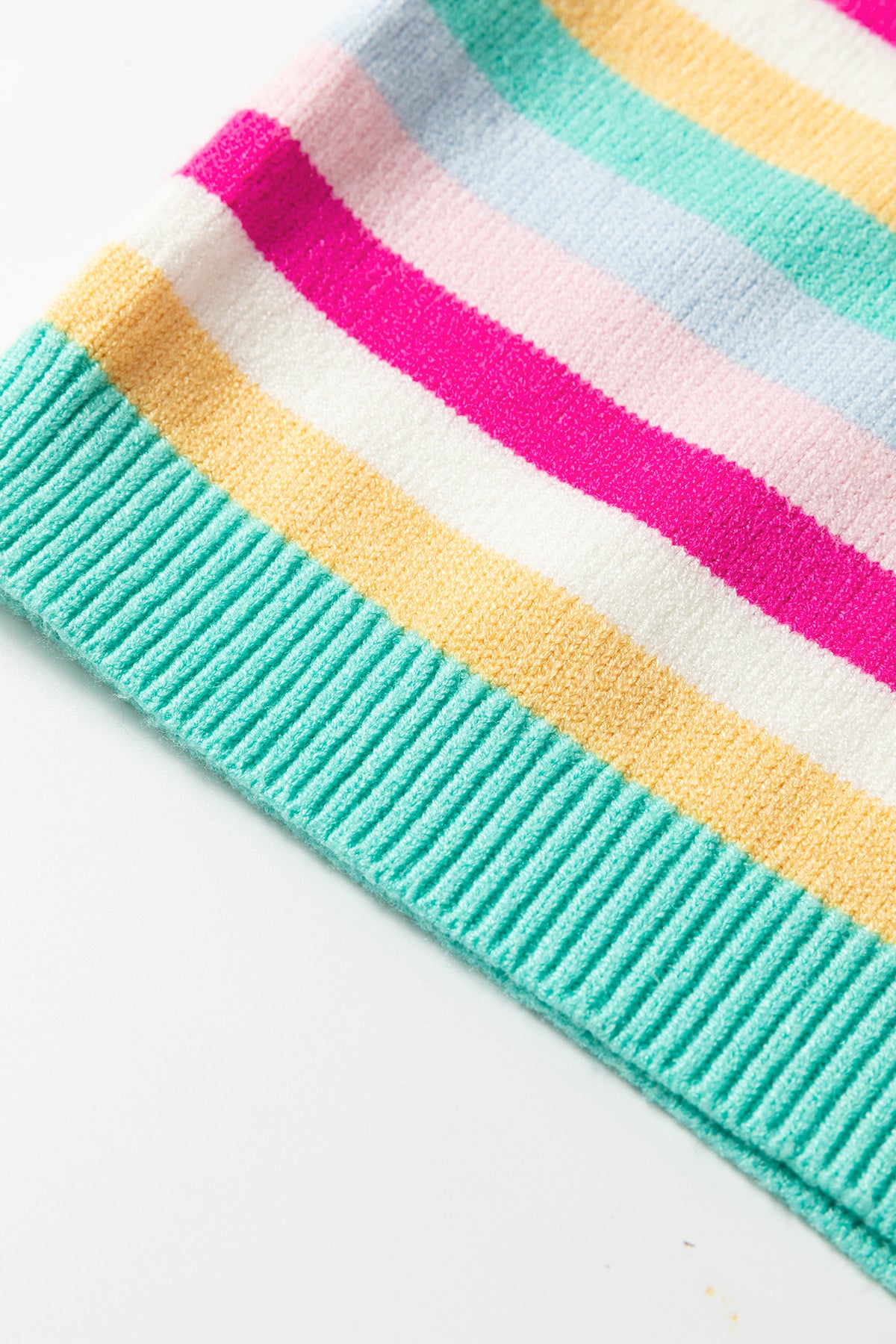 Multicolour Striped Knit Drop Shoulder Open Front Sweater Cardigan