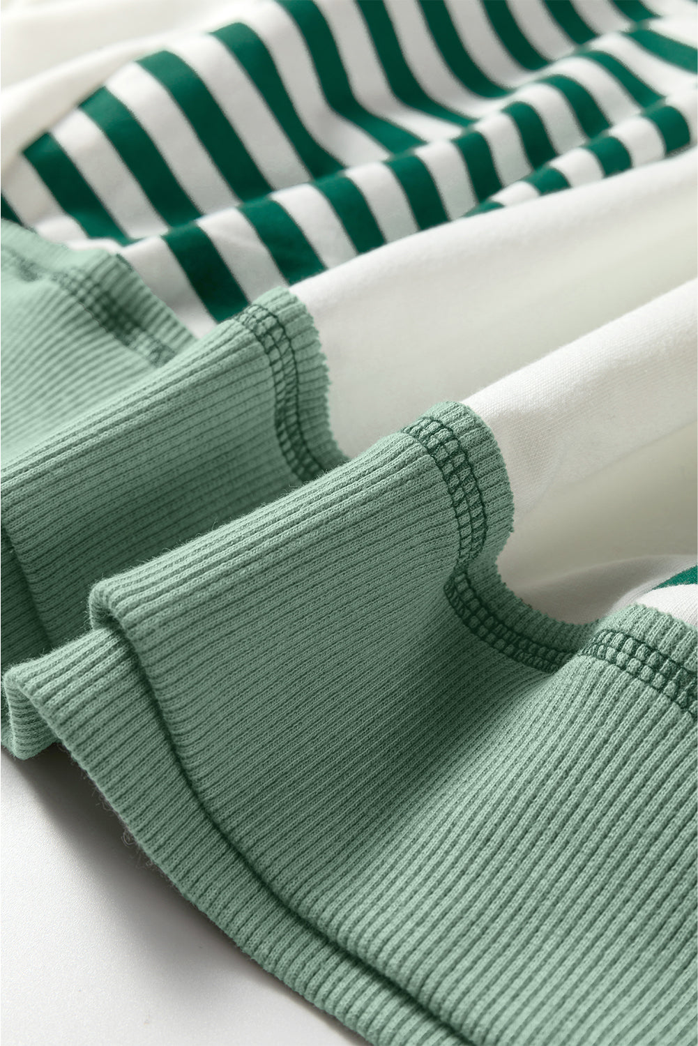 Green Stripe Colorblock Patchwork Contrast Stitching Oversize Sweatshirt