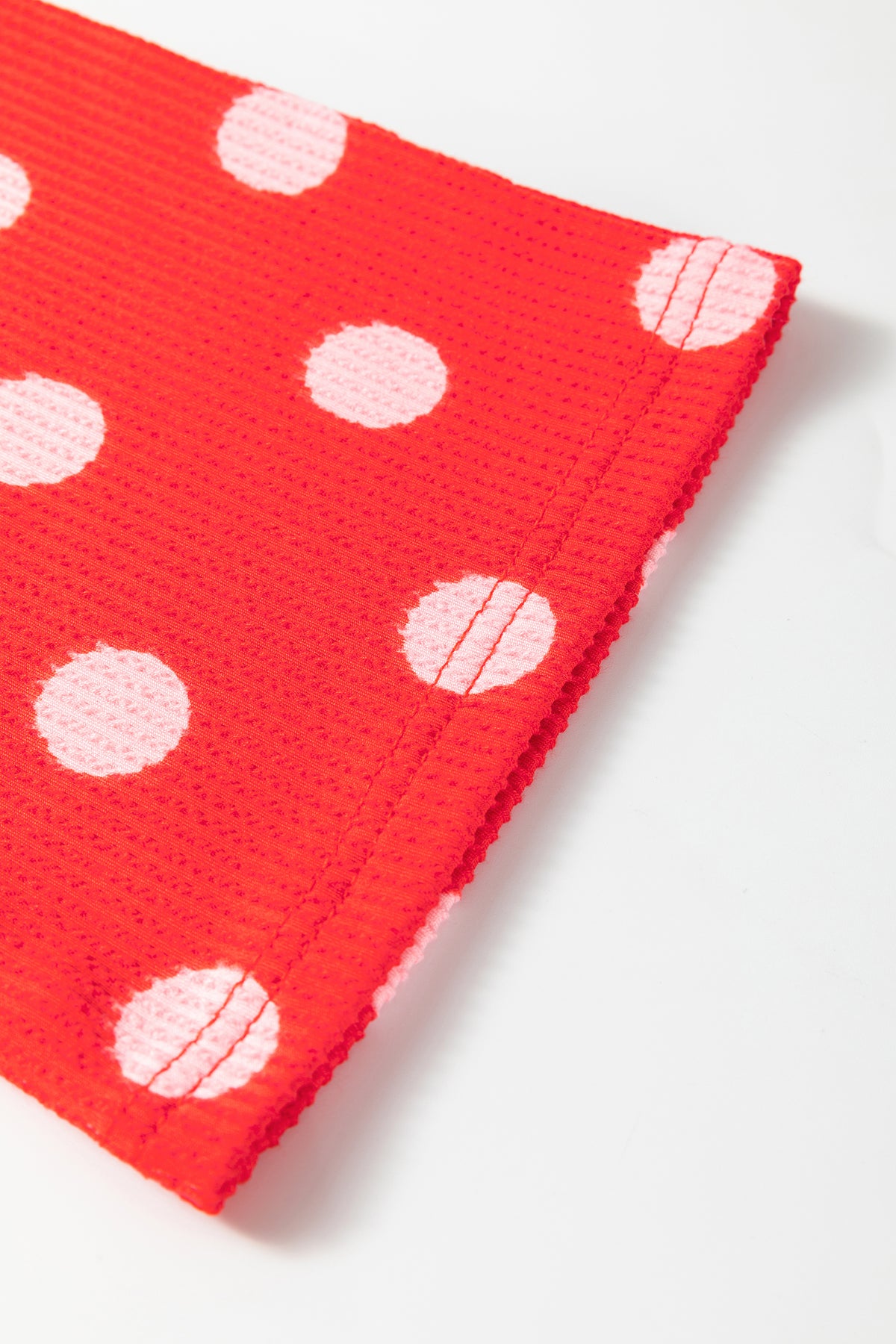 Red Polka Dot Ribbed Knit Mock Neck Pullover Two Piece Pants Set