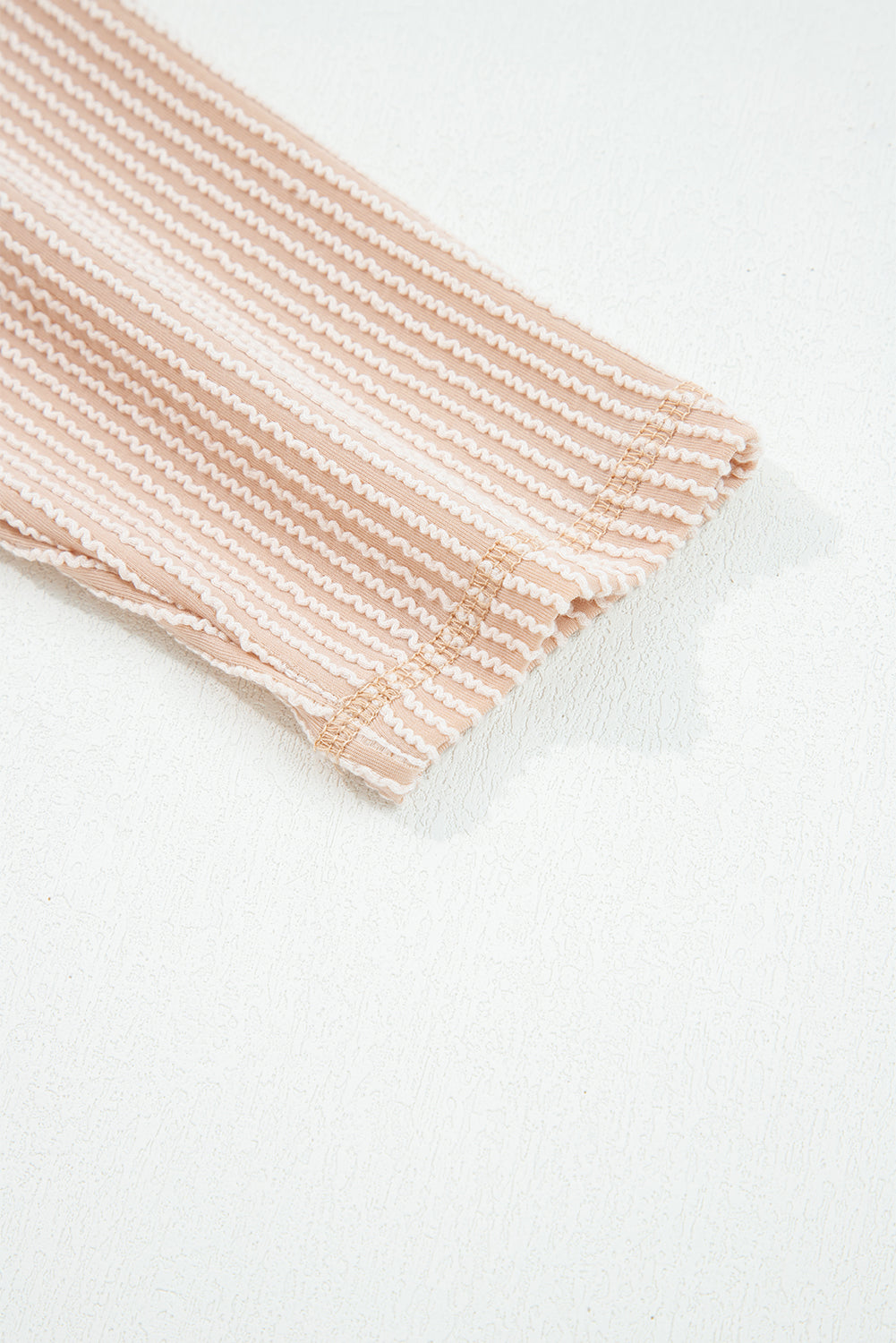 Parchment Twist Ribbed Exposed Seam Detail Long Sleeve Loose Top