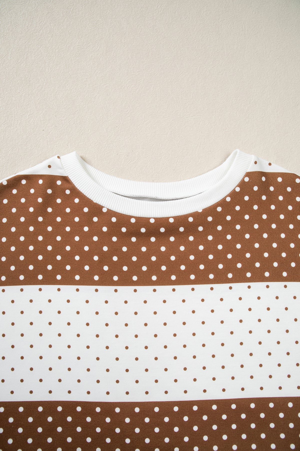 Blue Polka Dot Patchwork Colorblock Long Sleeve Top