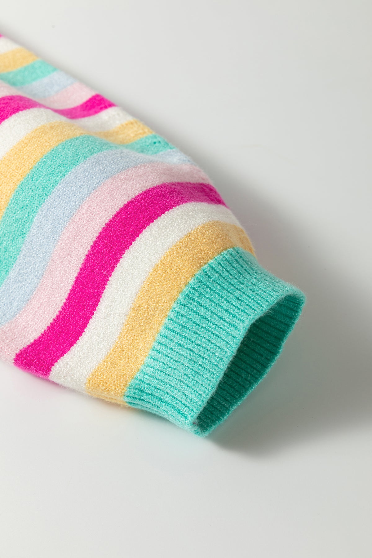 Multicolour Striped Knit Drop Shoulder Open Front Sweater Cardigan