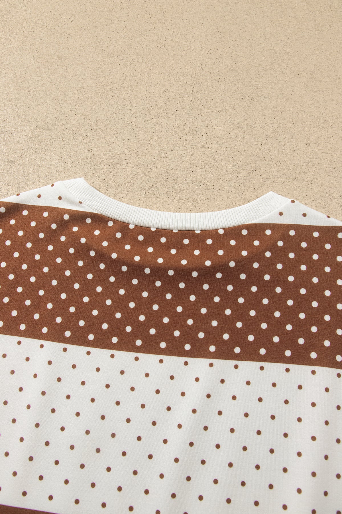 Blue Polka Dot Patchwork Colorblock Long Sleeve Top