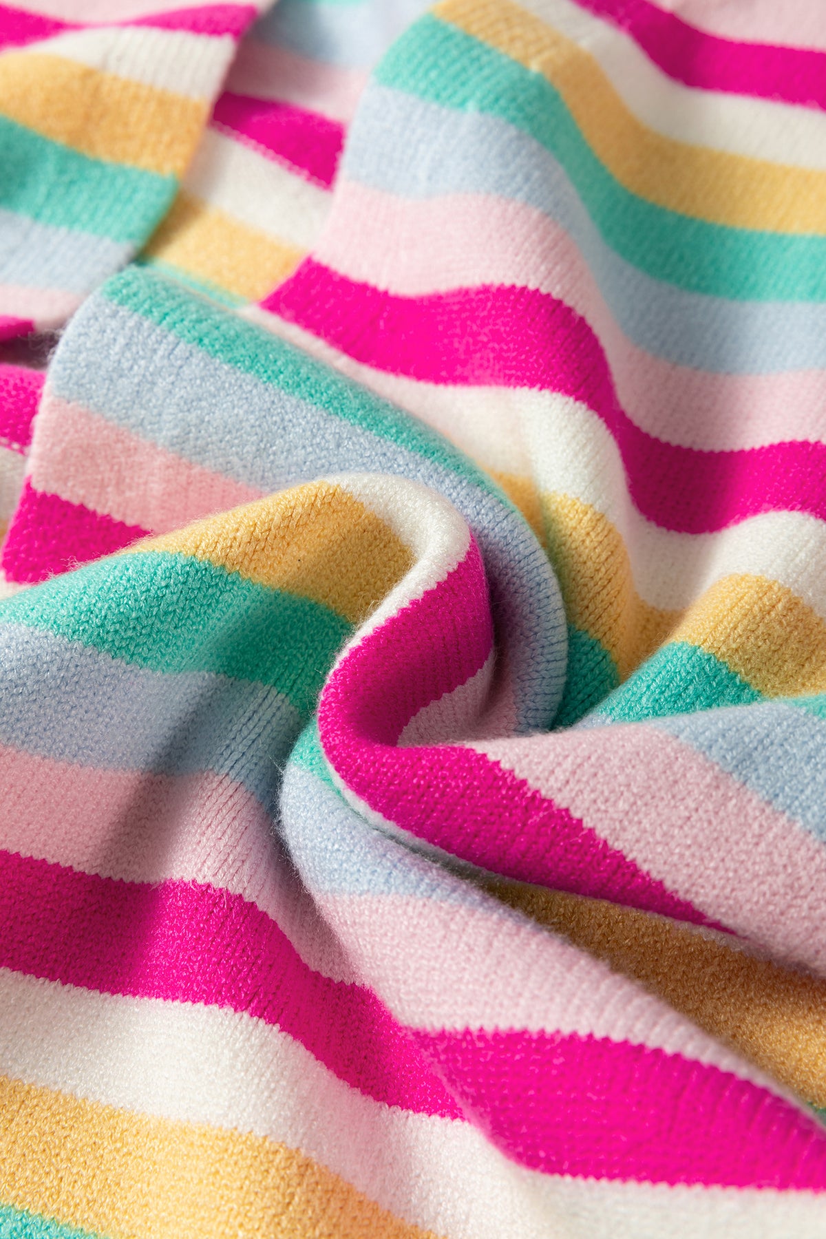 Multicolour Striped Knit Drop Shoulder Open Front Sweater Cardigan