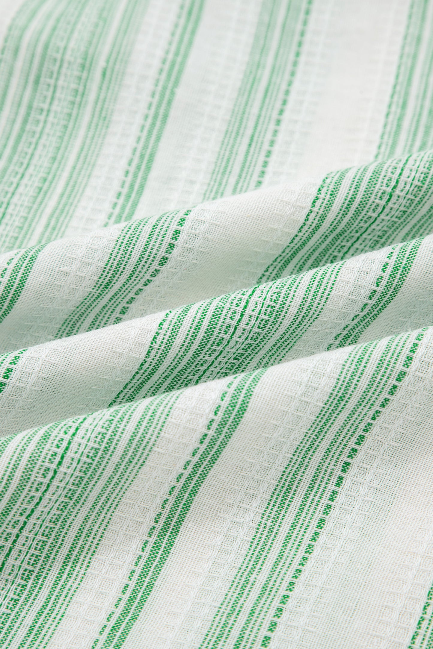 Green Breathable Gauze Half Button Short Sleeve Casual Blouse