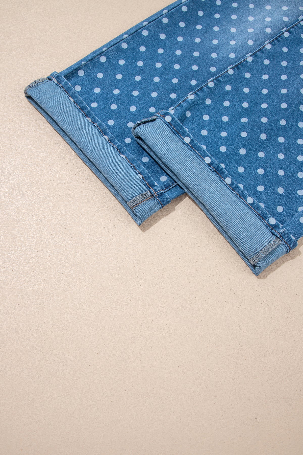 Sky Blue Polka Dot High Waist Shift Jeans