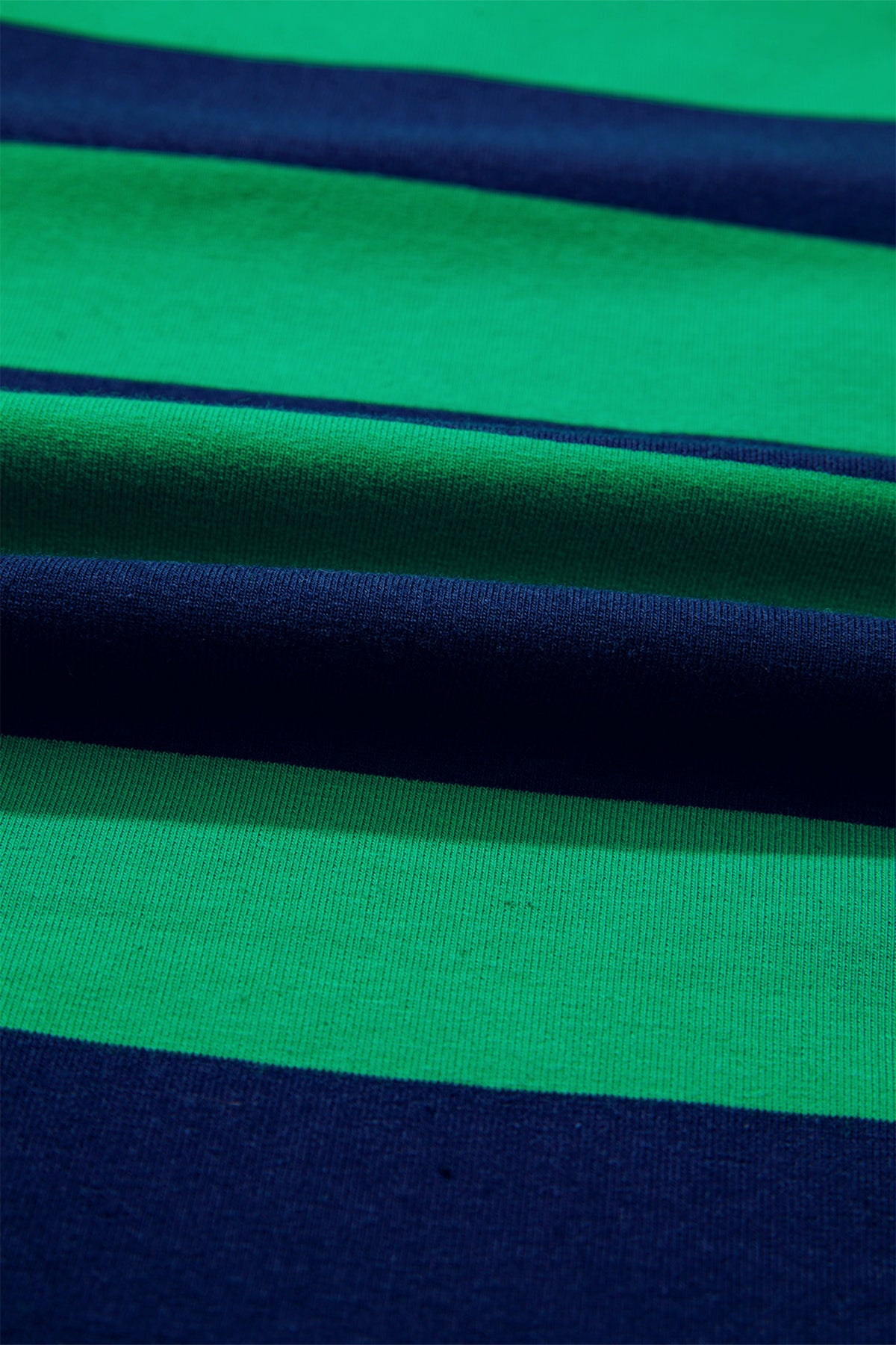 Green Stripe Quarter-Zip Metal Zipper Cover Stitch Hem Top