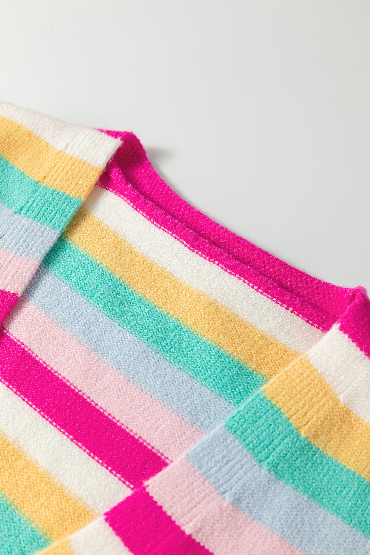 Multicolour Striped Knit Drop Shoulder Open Front Sweater Cardigan