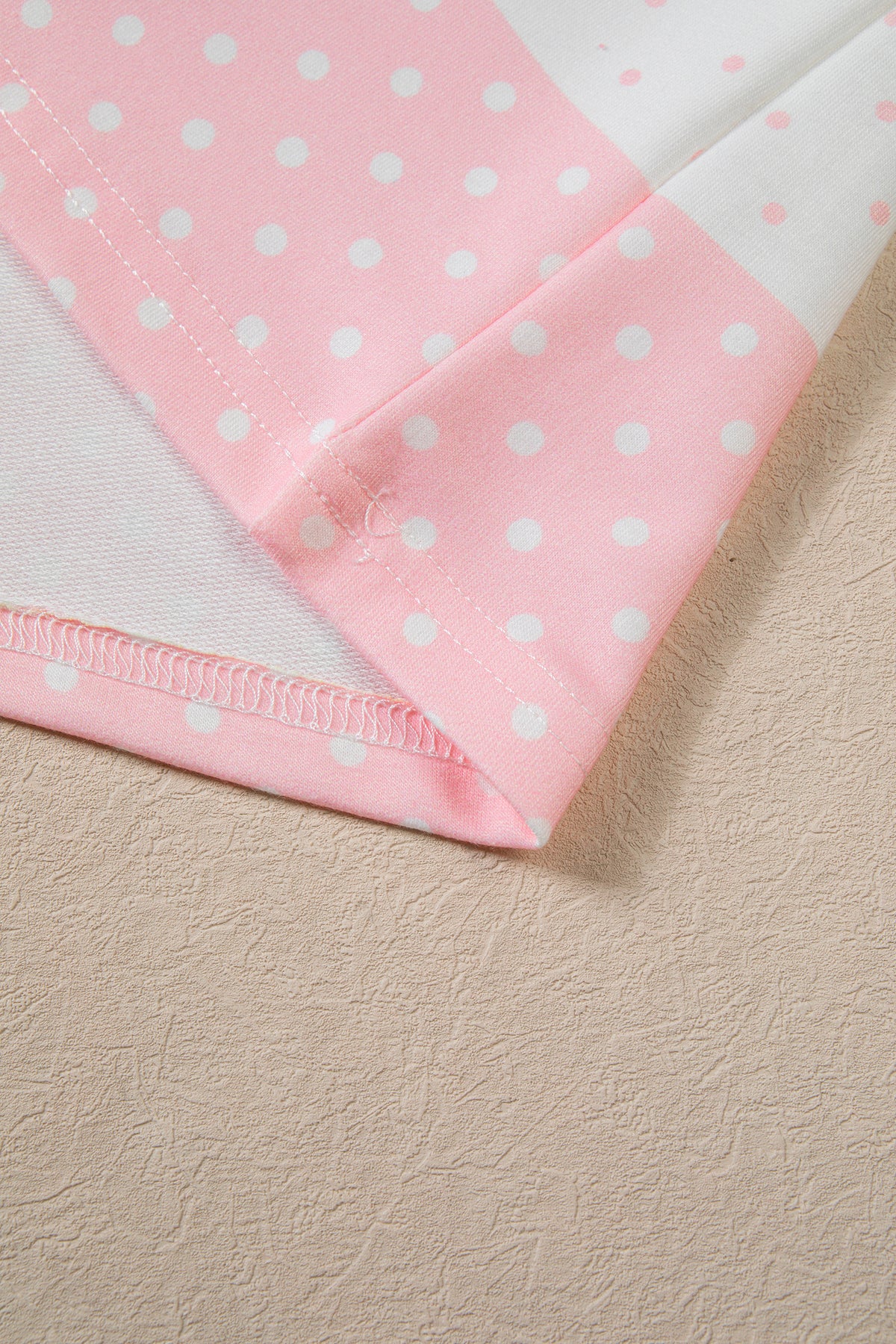 Blue Polka Dot Patchwork Colorblock Long Sleeve Top
