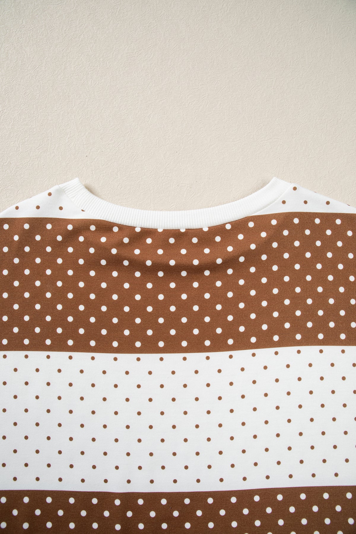 Blue Polka Dot Patchwork Colorblock Long Sleeve Top
