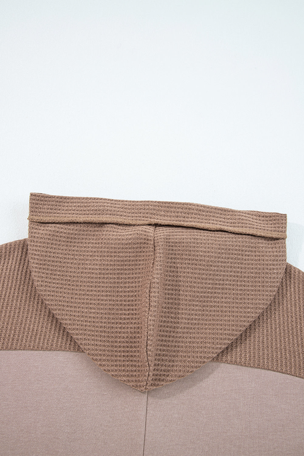 Goat Waffle Contrast Patchwork Plus Size Pocketed Hoodie