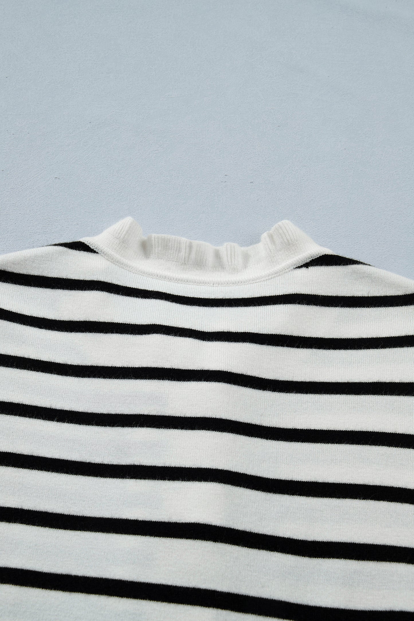 Beige Stripe Ruffle Trim Button Down Knit Short Sleeve Sweater Cardigan