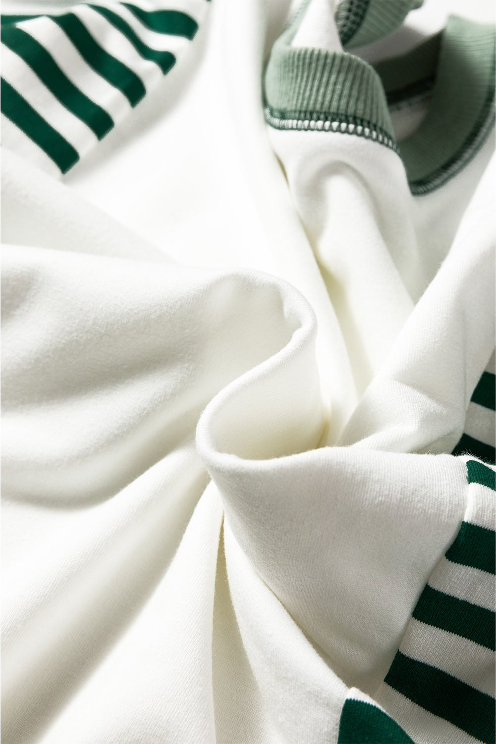 Green Stripe Colorblock Patchwork Contrast Stitching Oversize Sweatshirt