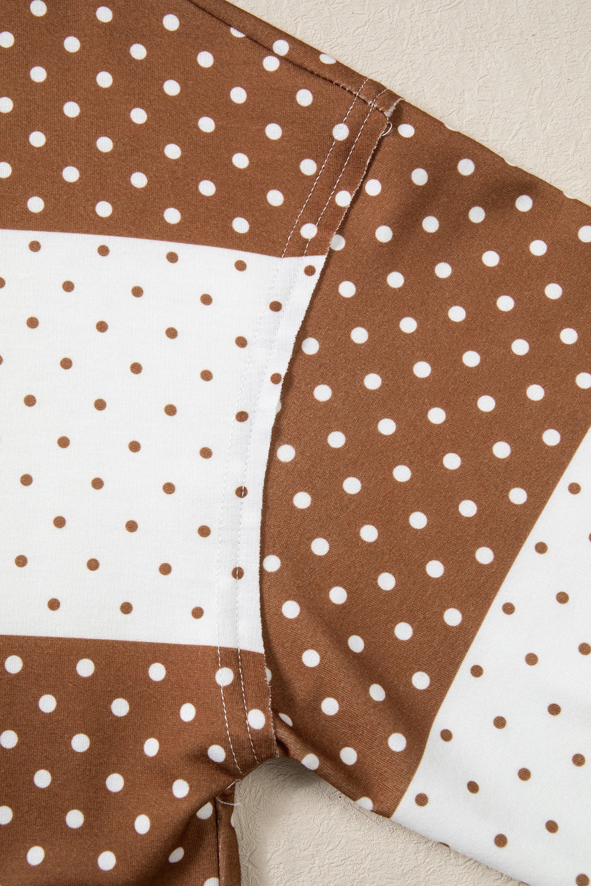 Blue Polka Dot Patchwork Colorblock Long Sleeve Top