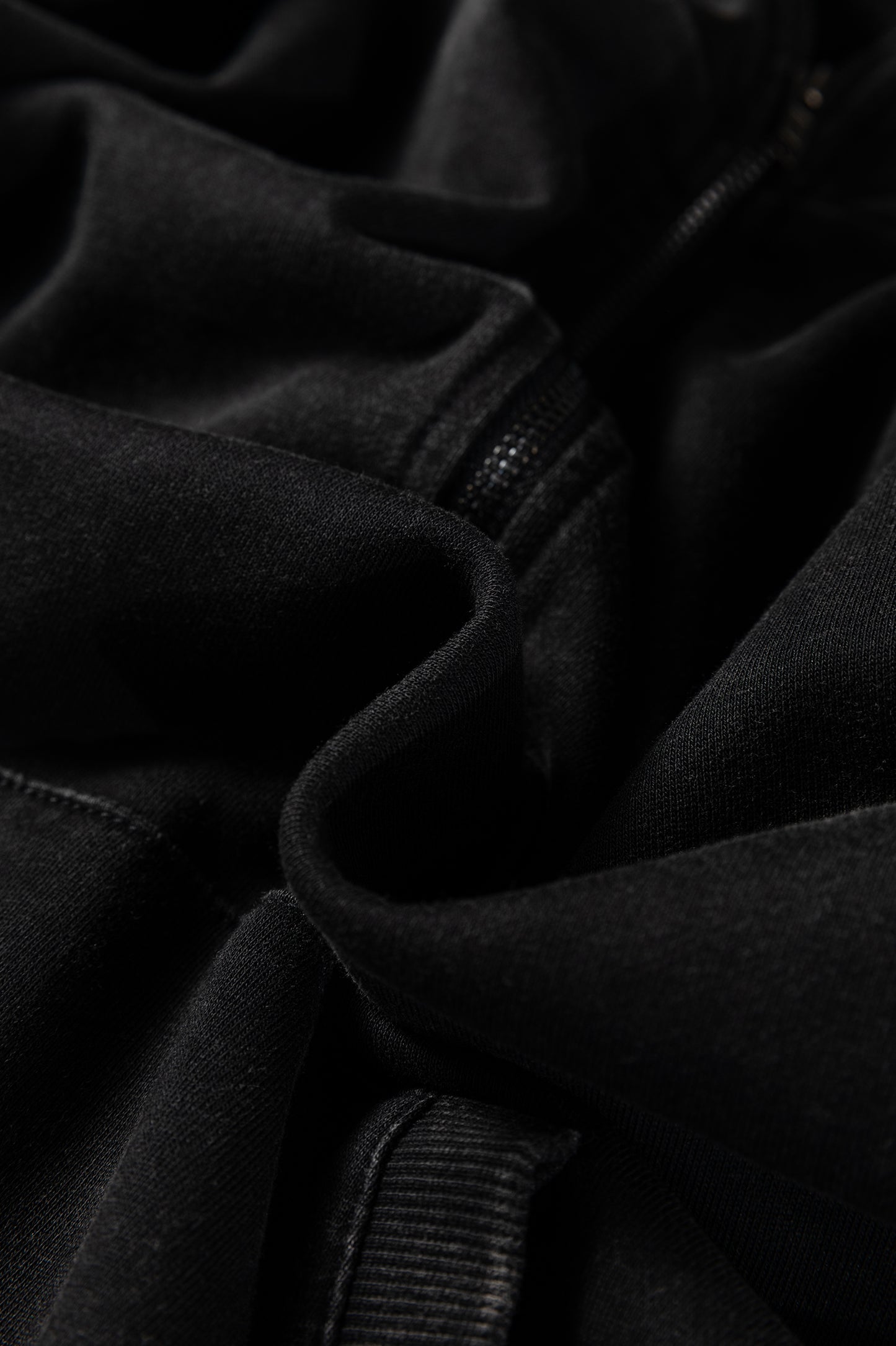 Black Half Zip Kangaroo Pocket Mineral Wash Baggy Hoodie