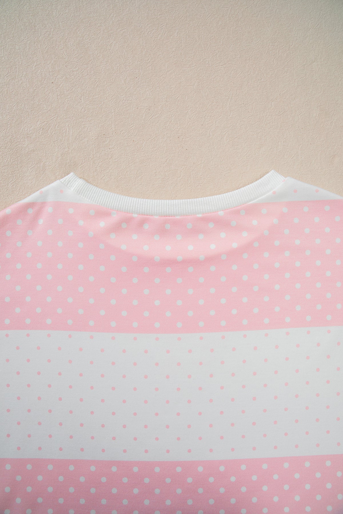 Blue Polka Dot Patchwork Colorblock Long Sleeve Top