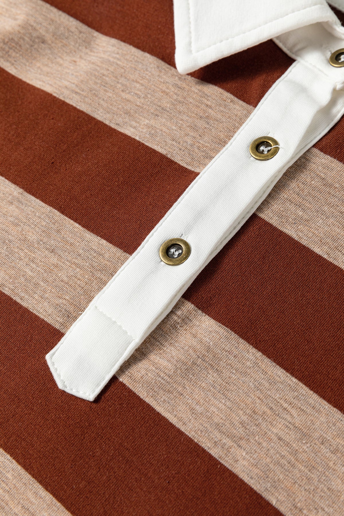 Blue Stripe Contrast Polo Collar Bracelet Sleeve Loose Top