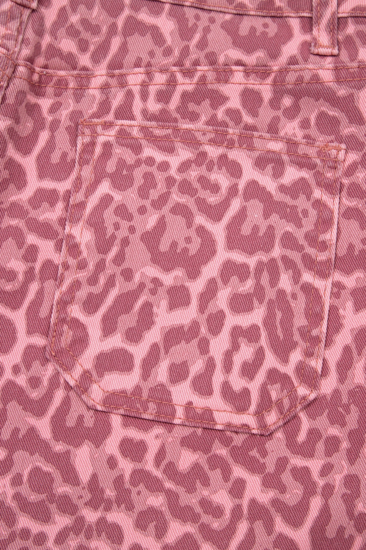 Rose Leopard Frayed Edge Wide Leg High Waist Jeans